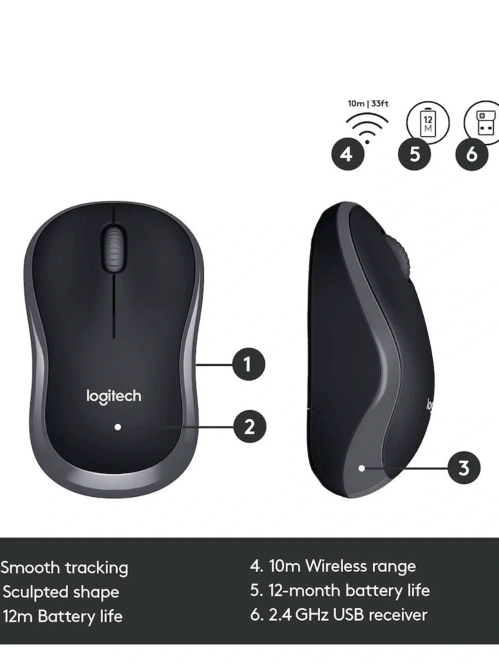 Logitech Black Wireless Keyboard and Mouse Set MK320 Deep Sculpted Keys NIB!